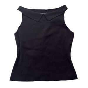 lauren hansen black sleeveless collared top